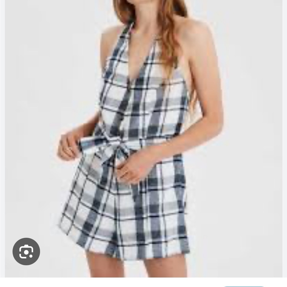 Aerie Plaid Halter Romper size small